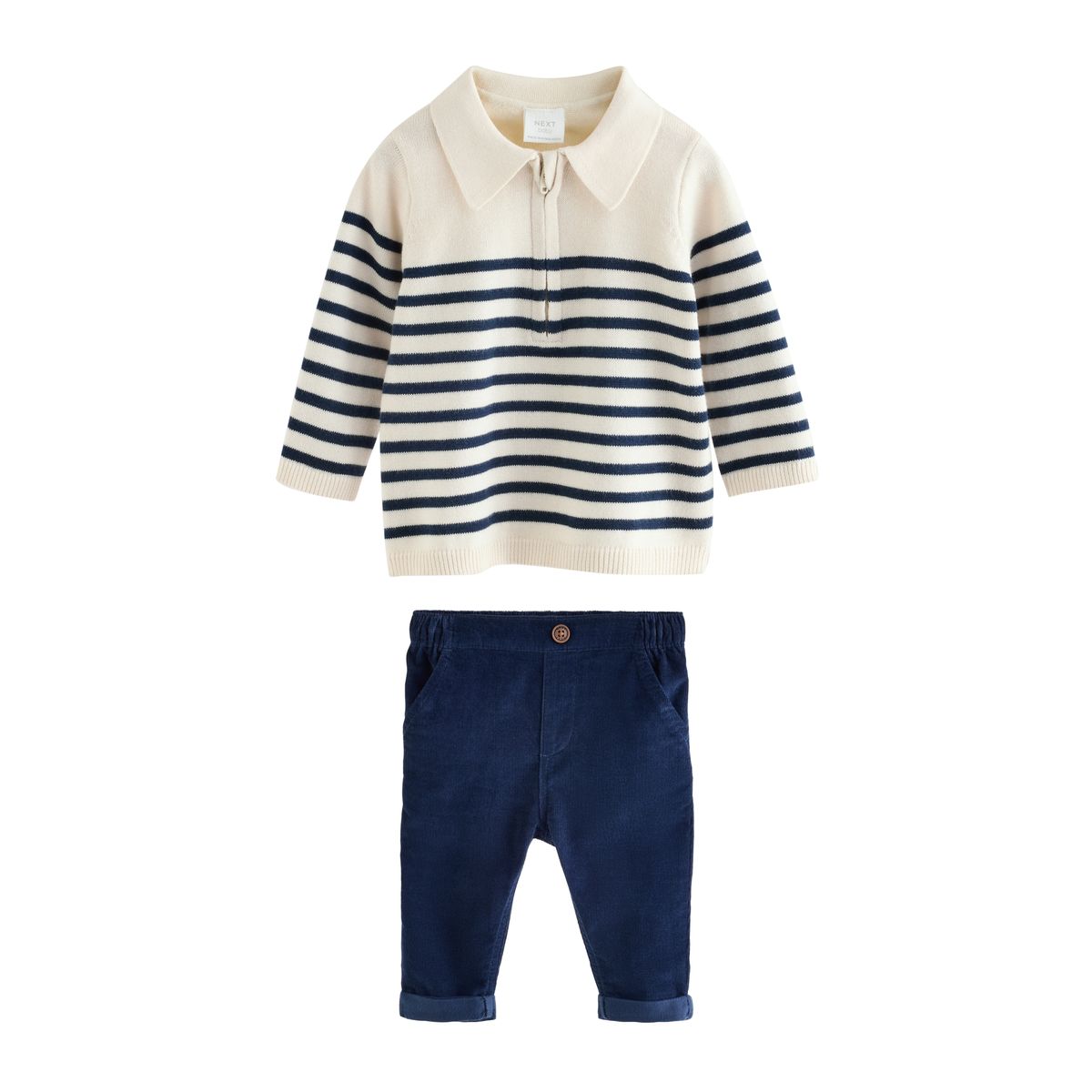 Ensemble bébé avec haut en maille et pantalon rayures bleu/crème, NEXT