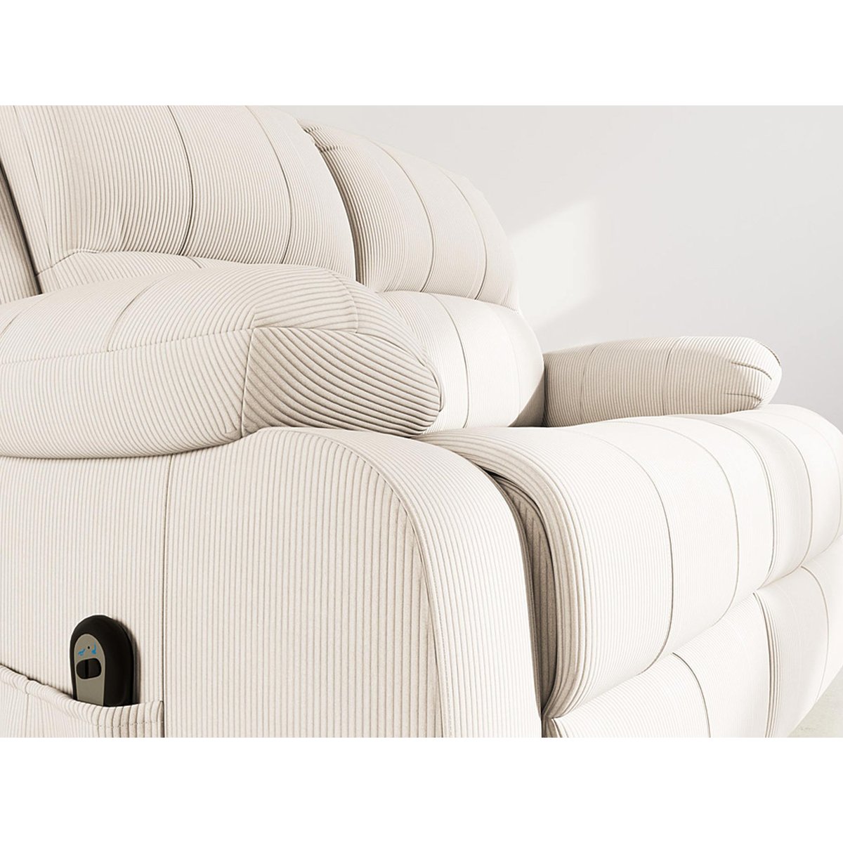 Canapé relax électrique velours côtelé 2pl, ARMAND beige, BEST MOBILIER
