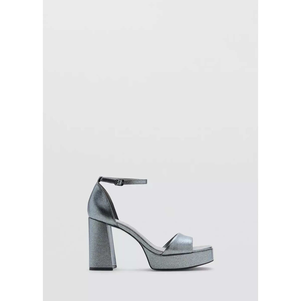 Sandales talon métallisées bleu, MANGO TEEN