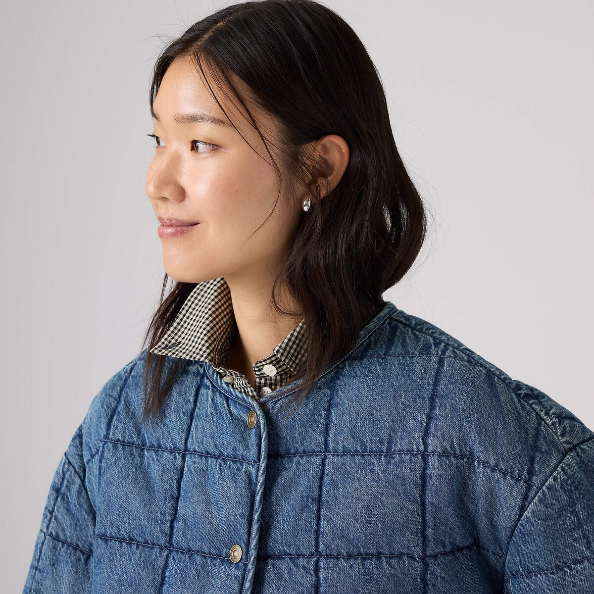 Doudoune courte col rond en denim denim, LEVI'S