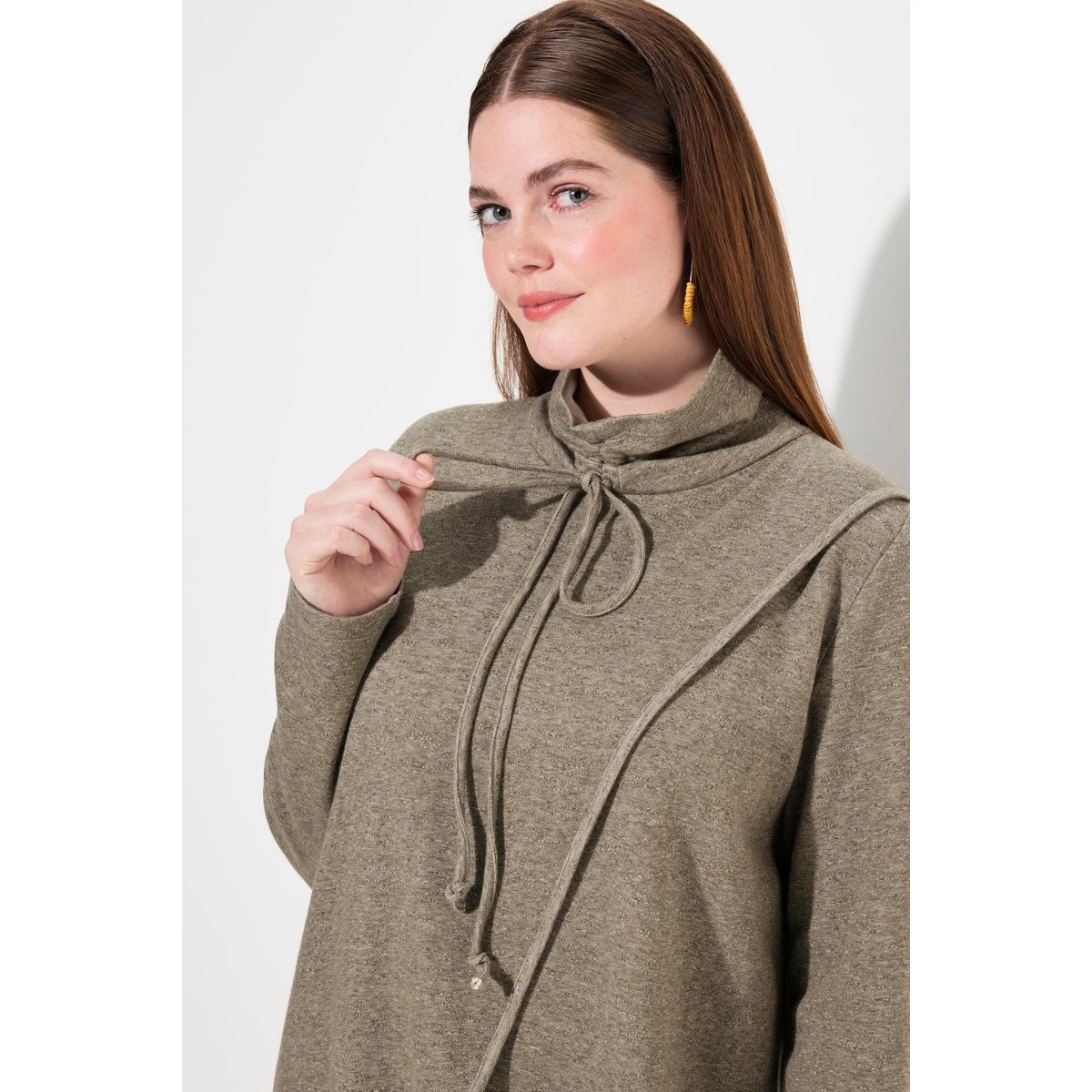 Sweat-shirt long en coton bio gris pierre, ULLA POPKEN
