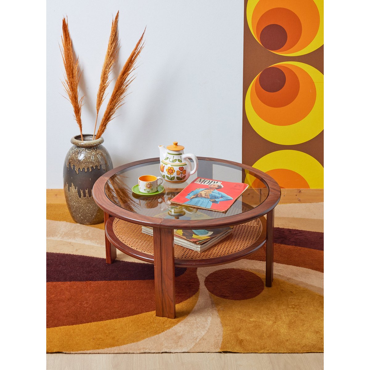 Table basse scandinave en bois foncé Donna N°736 - Bon état bois foncé, DEBONGOUT
