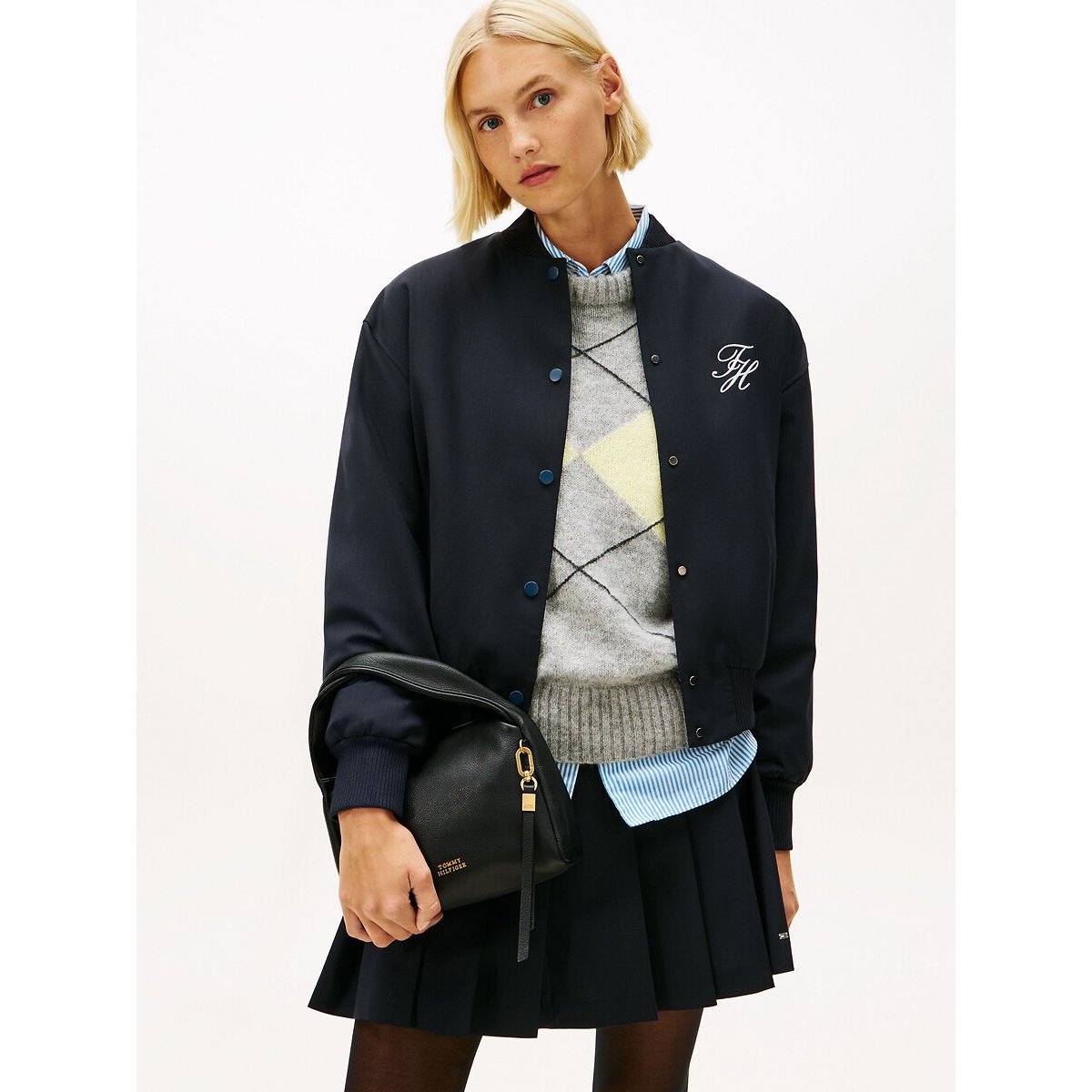 Sac besace en cuir, CITY noir, TOMMY HILFIGER