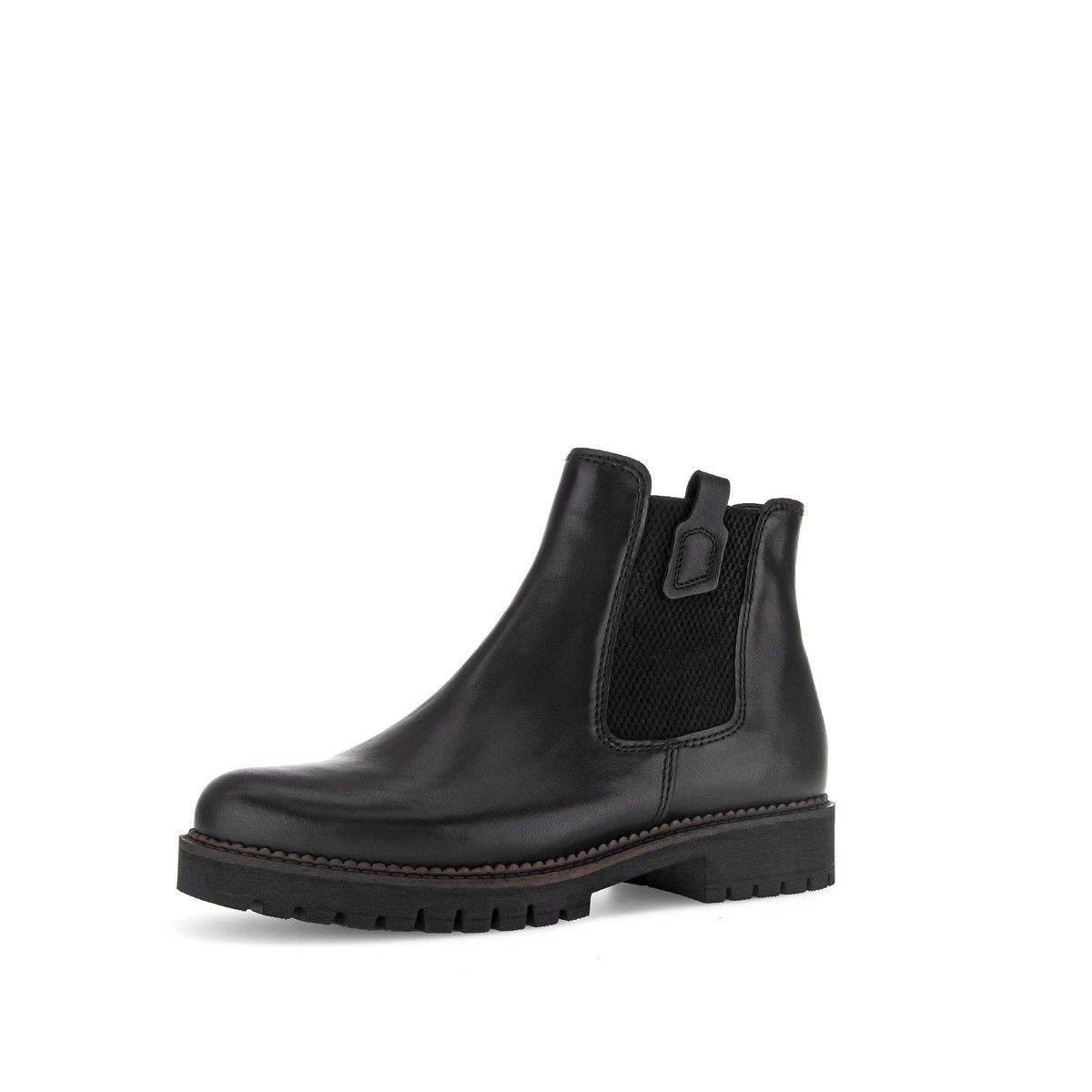 Bottines Chelsea en cuir lisse à talon décroché noir lisse, GABOR