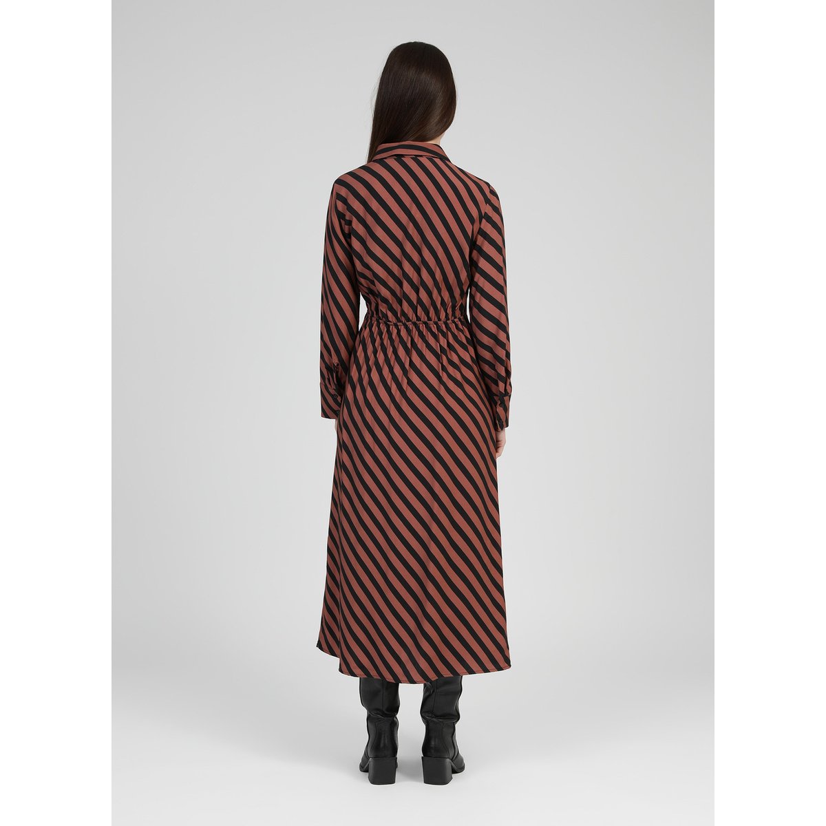 Robe Longue MATARA stipe chocolat, AN'GE