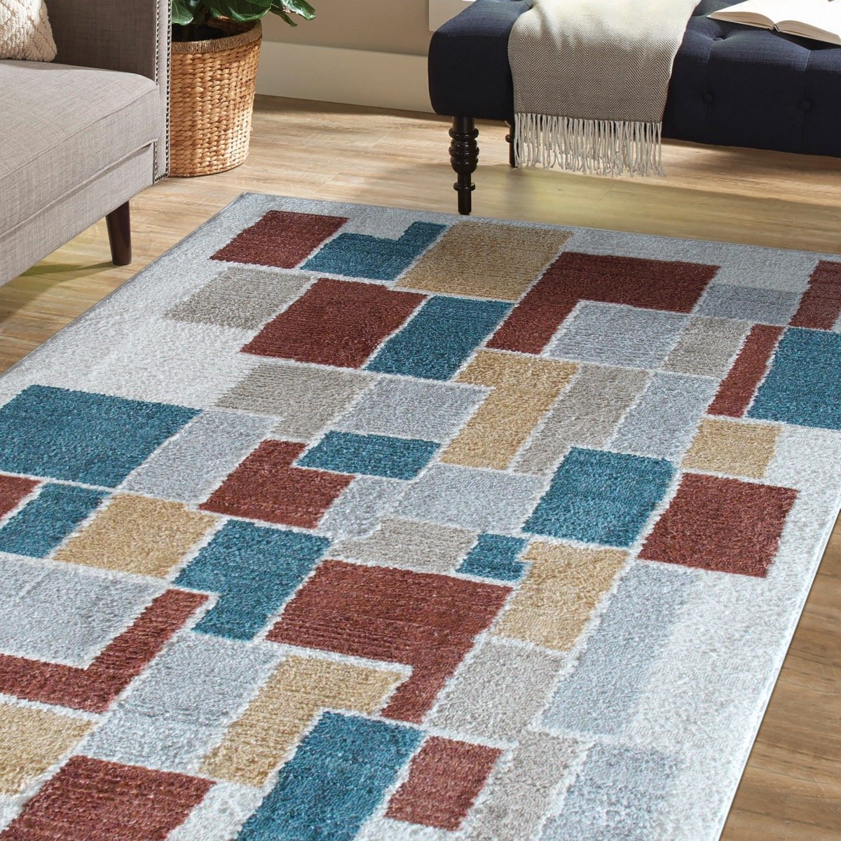 Tapis contemporain / HORIZON PATCH beige, THE DECO FACTORY