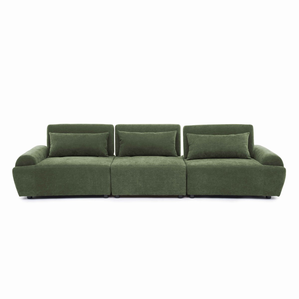 Canapé modulable 3 places en tissu avec coussins dossier ajustable, CALLISTO vert, OVIALA