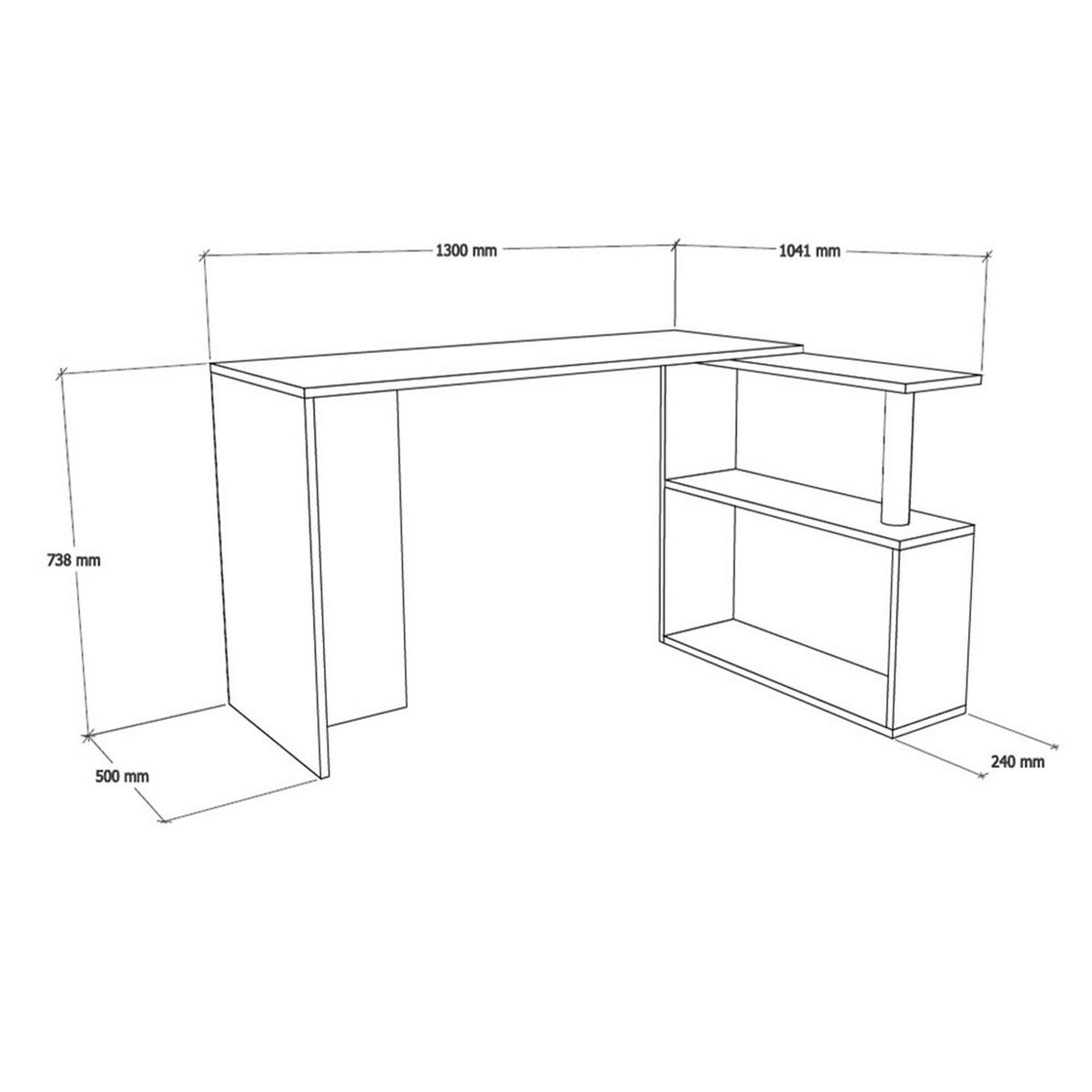 Bureau d'angle 2 étagères CAYKO blanc, TOILINUX