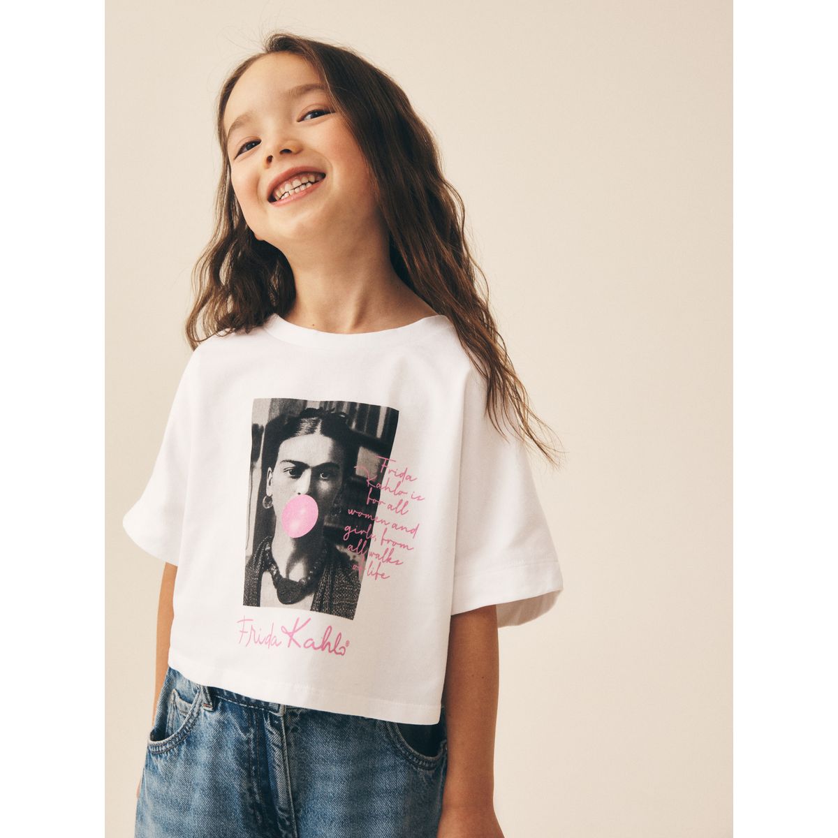 T-shirt oversize carré frida kahlo blanc, NEXT