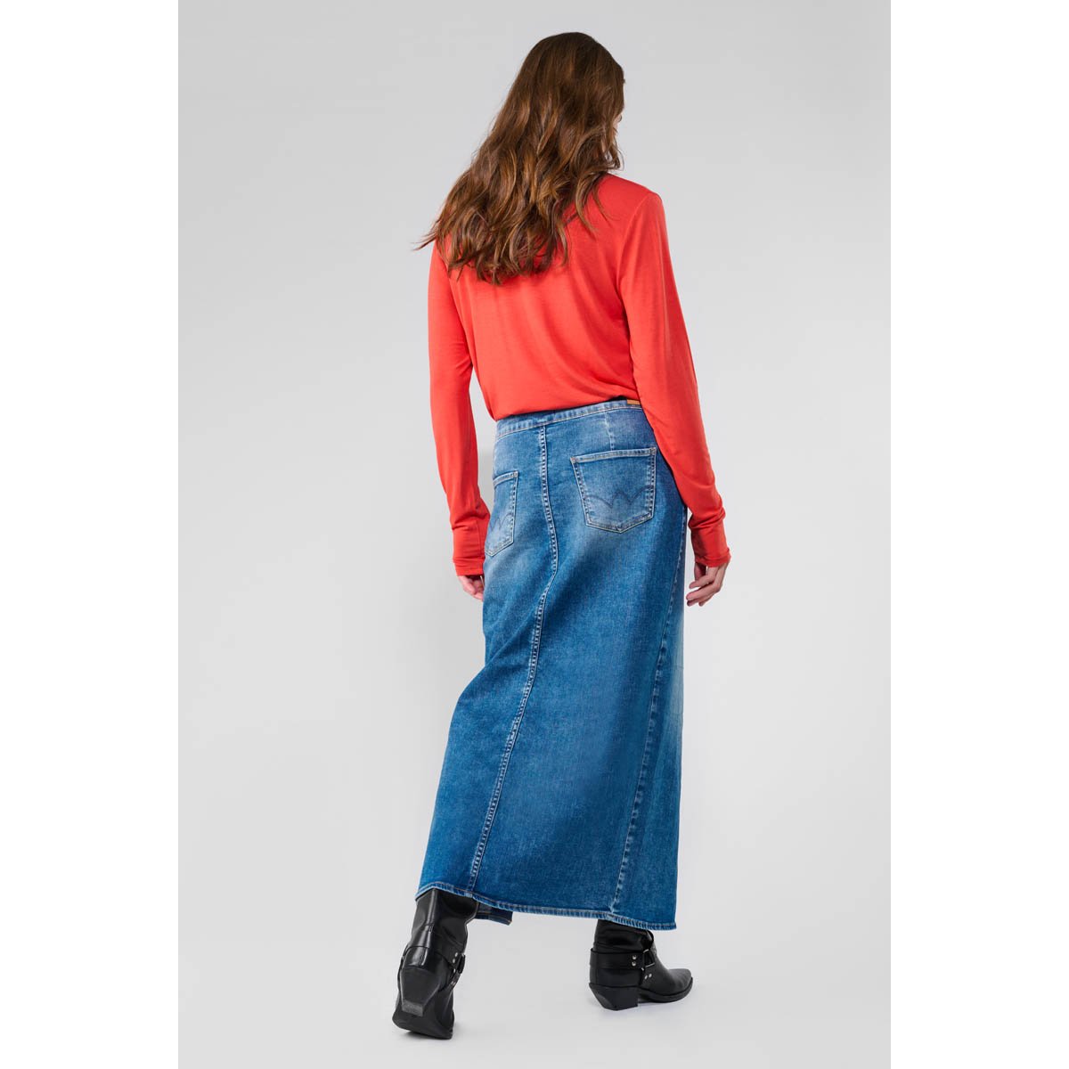 Jupe droite en jeans RAPHI blue, LE TEMPS DES CERISES