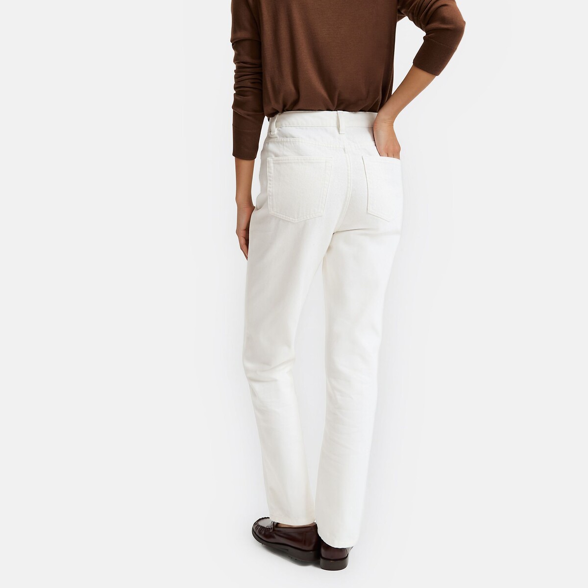 Regular jeans, recht, hoge taille wit, LA REDOUTE COLLECTIONS