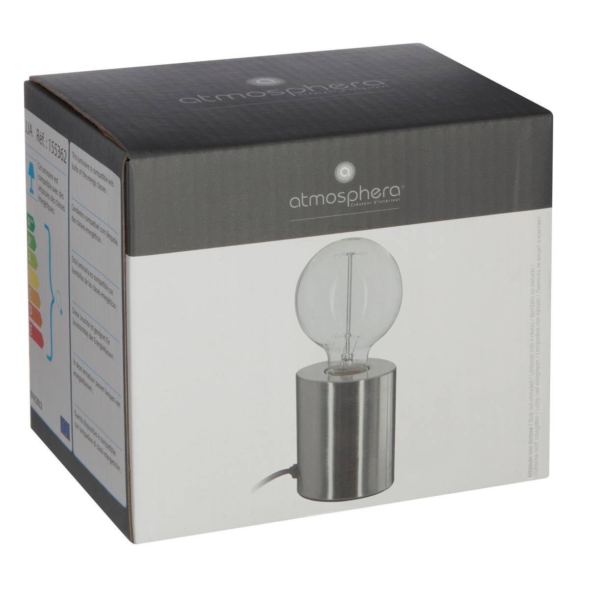 Lampe à poser métal sans abat-jour SABA argent, ATMOSPHERA