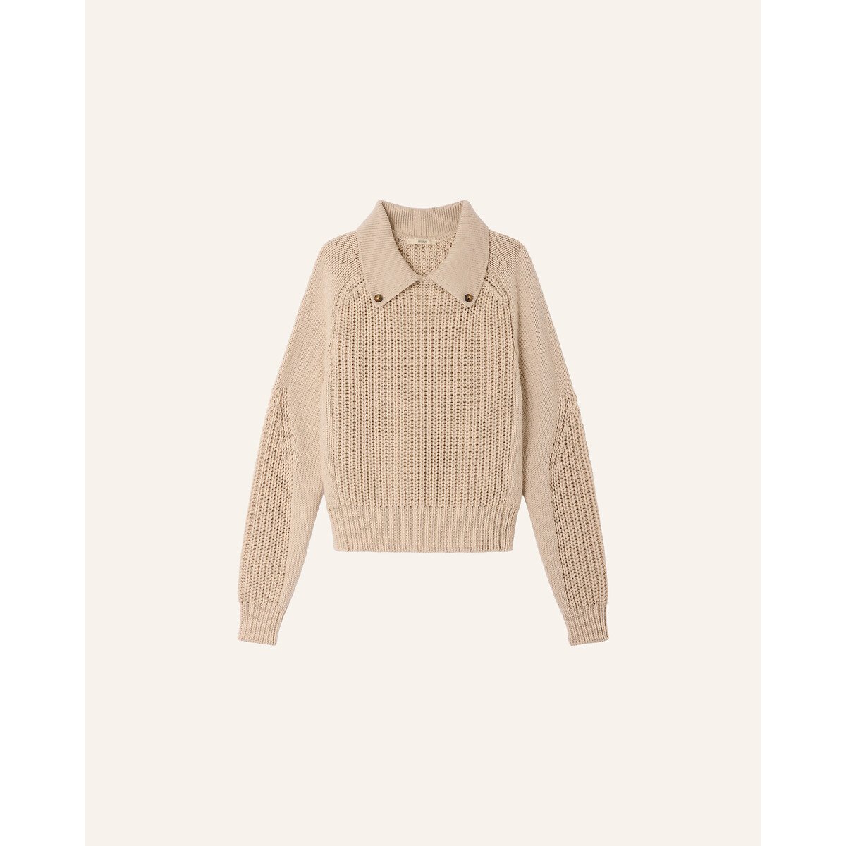 Pull col polo en laine, AFANG sable, SESSUN