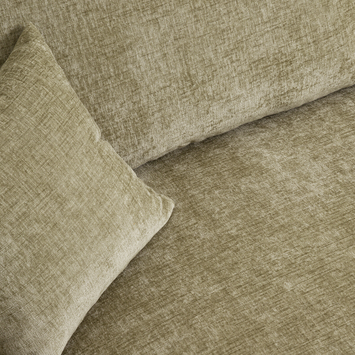 Canapé droit, 2 places, en chenille flammée, GALENE vert eucalyptus, LA REDOUTE INTERIEURS