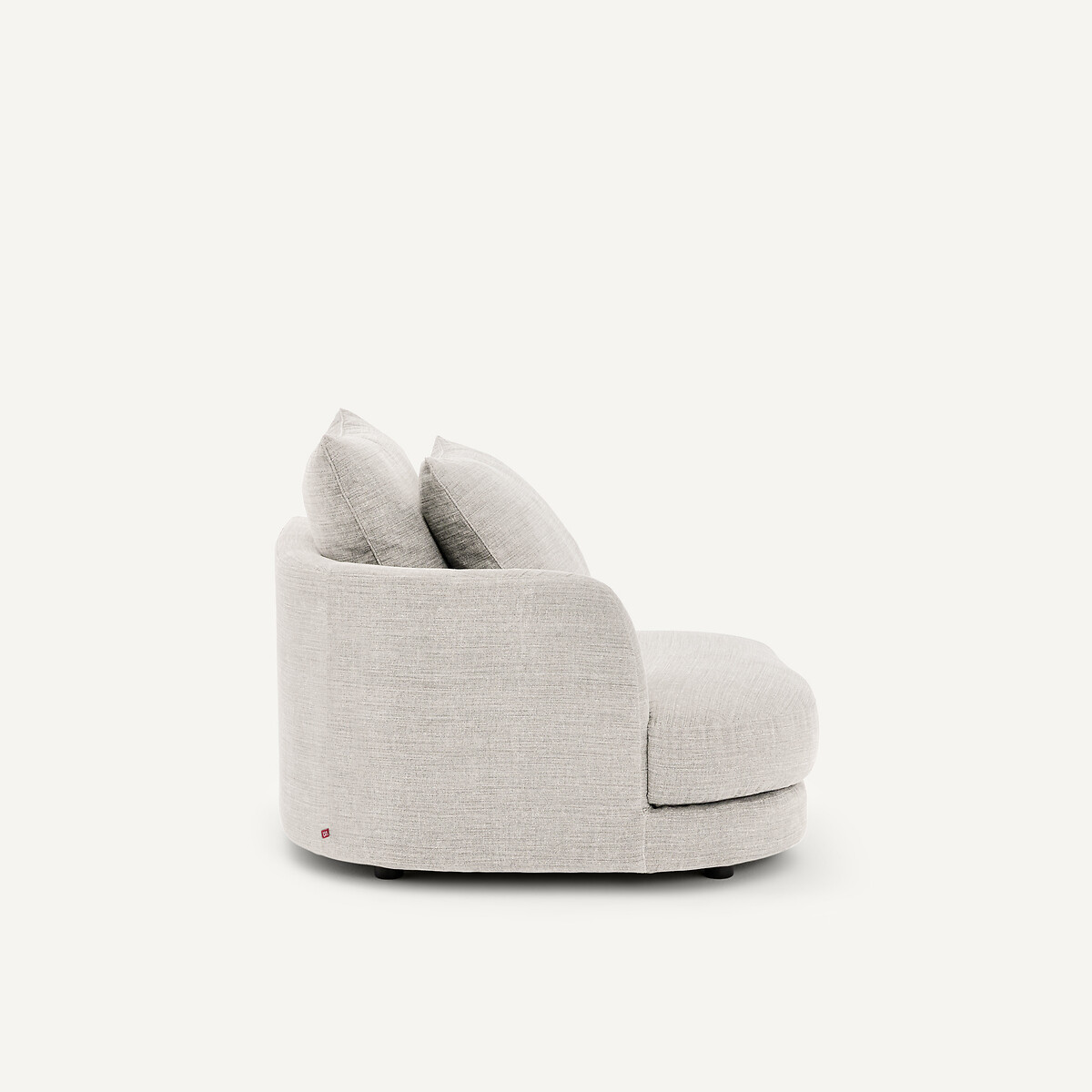 Linkes, abgerundetes, modulares Halbsofa aus Baumwolle und Leinen, TIBERIO beige, AM.PM