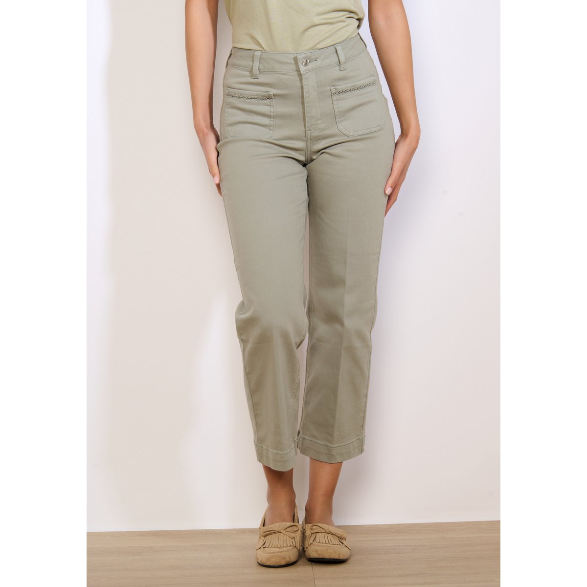 Pantalon 7/8 large avec poches khaki, LOLALIZA