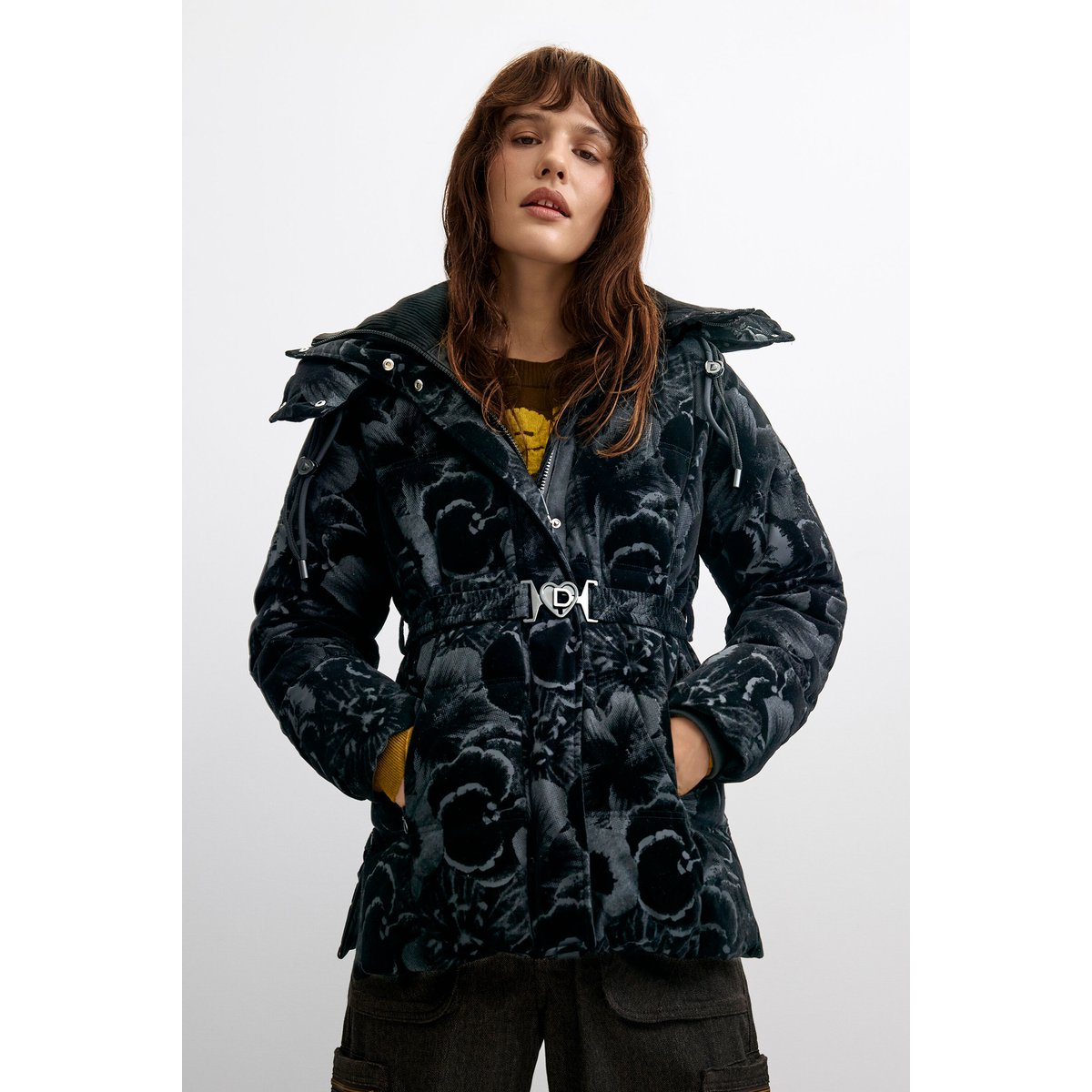 Manteau matelassé court noir, DESIGUAL