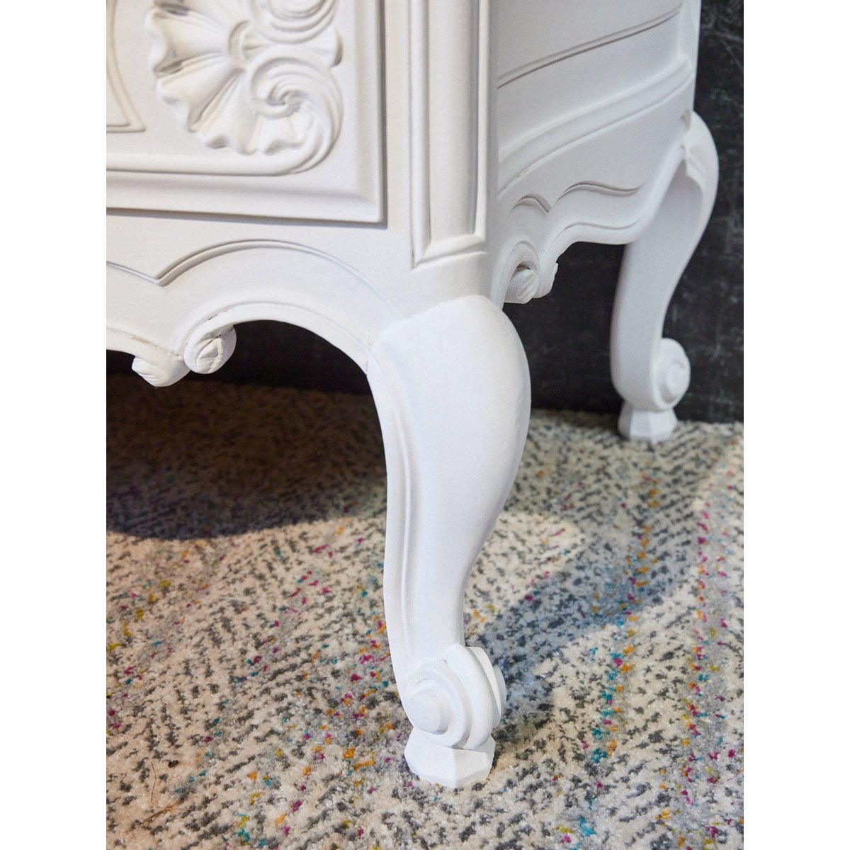 Commode en bois relooké style Louis XV Garance N°755 - Bon état blanc, DEBONGOUT