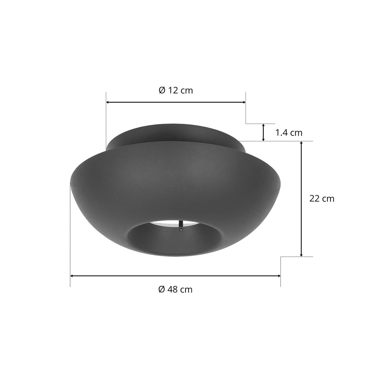 Plafonnier en métal design, Kellina noir, LUCANDE
