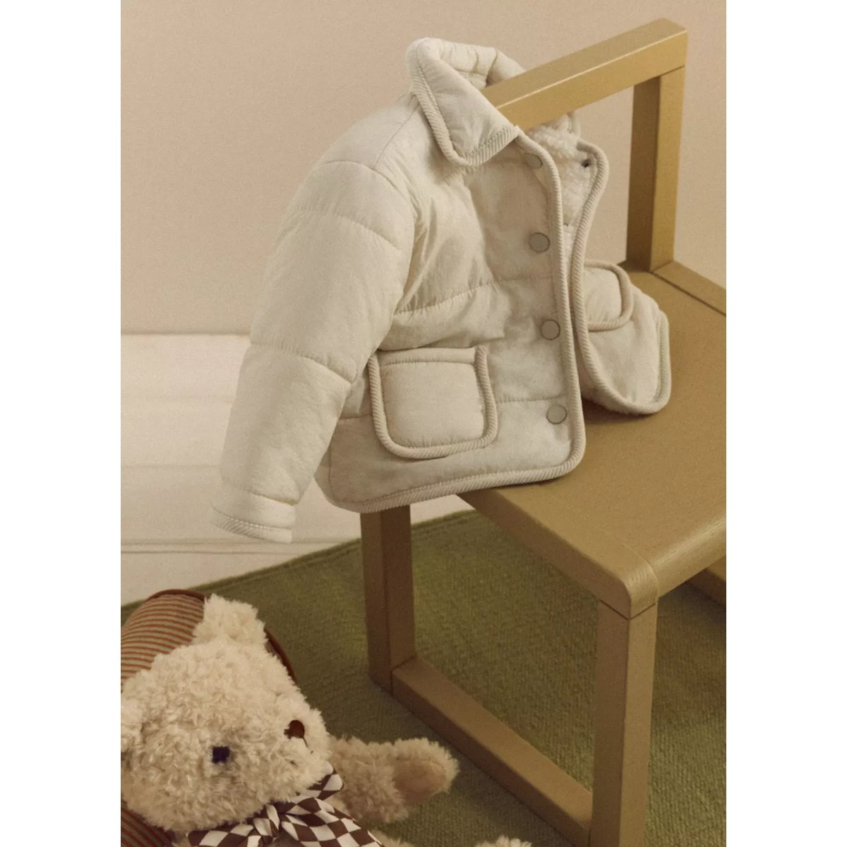 Anorak matelassé à poches blanc cassé, MANGO BABY
