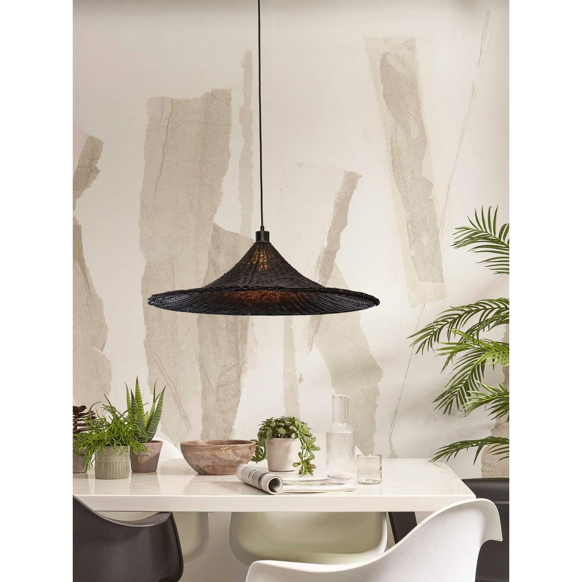 Lampe Suspendue Rotin BORABORA noir, GOOD & MOJO