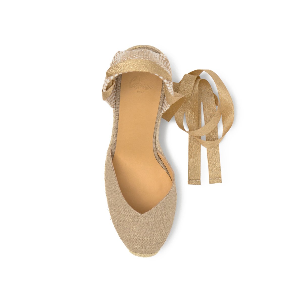 Espadrilles compensées en jute tressée à découpe en V CHIARA EXTRA PLATFORM taupe, CASTANER