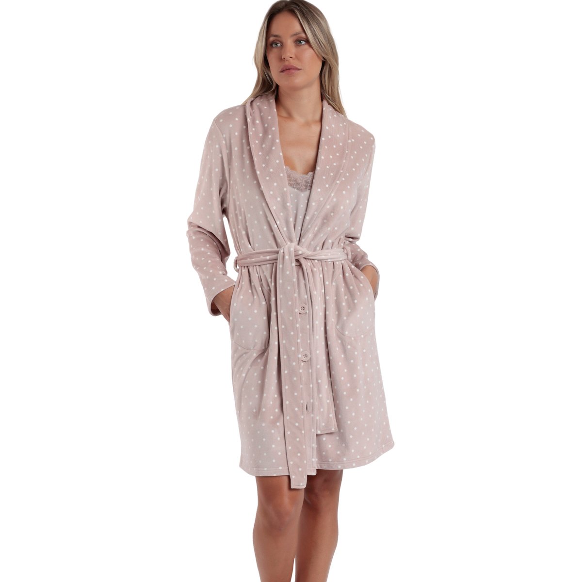 Robe de chambre Dots Lace gris, ADMAS