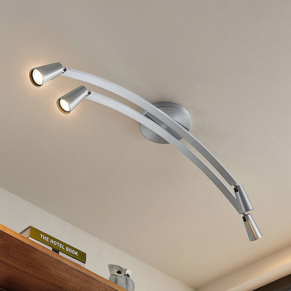 Plafonnier en aluminium moderne, Velanoris aluminium brossé, LUCANDE