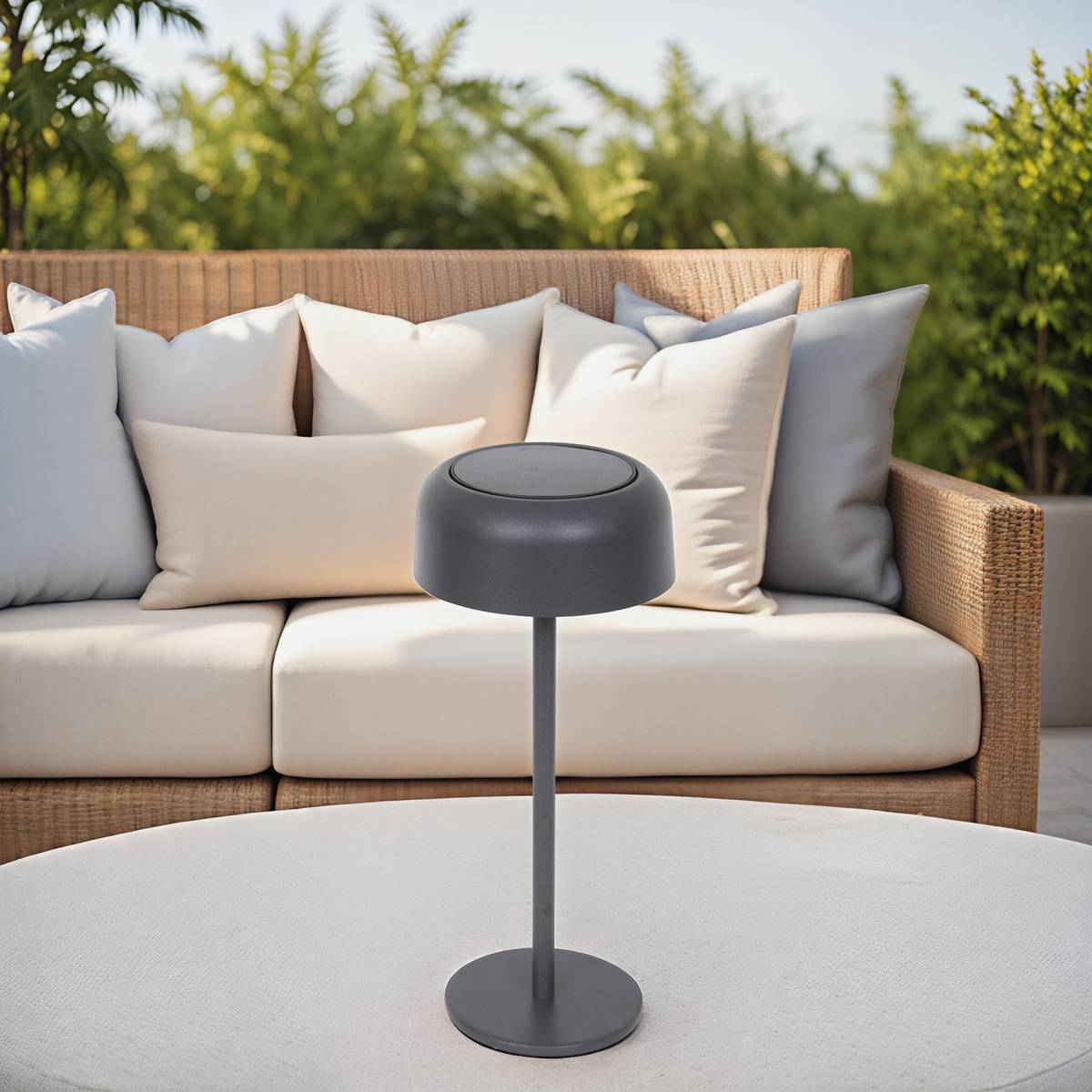 Lampe solaire tactile rechargeable USB BOLTY gris graphite, HESPERIDE