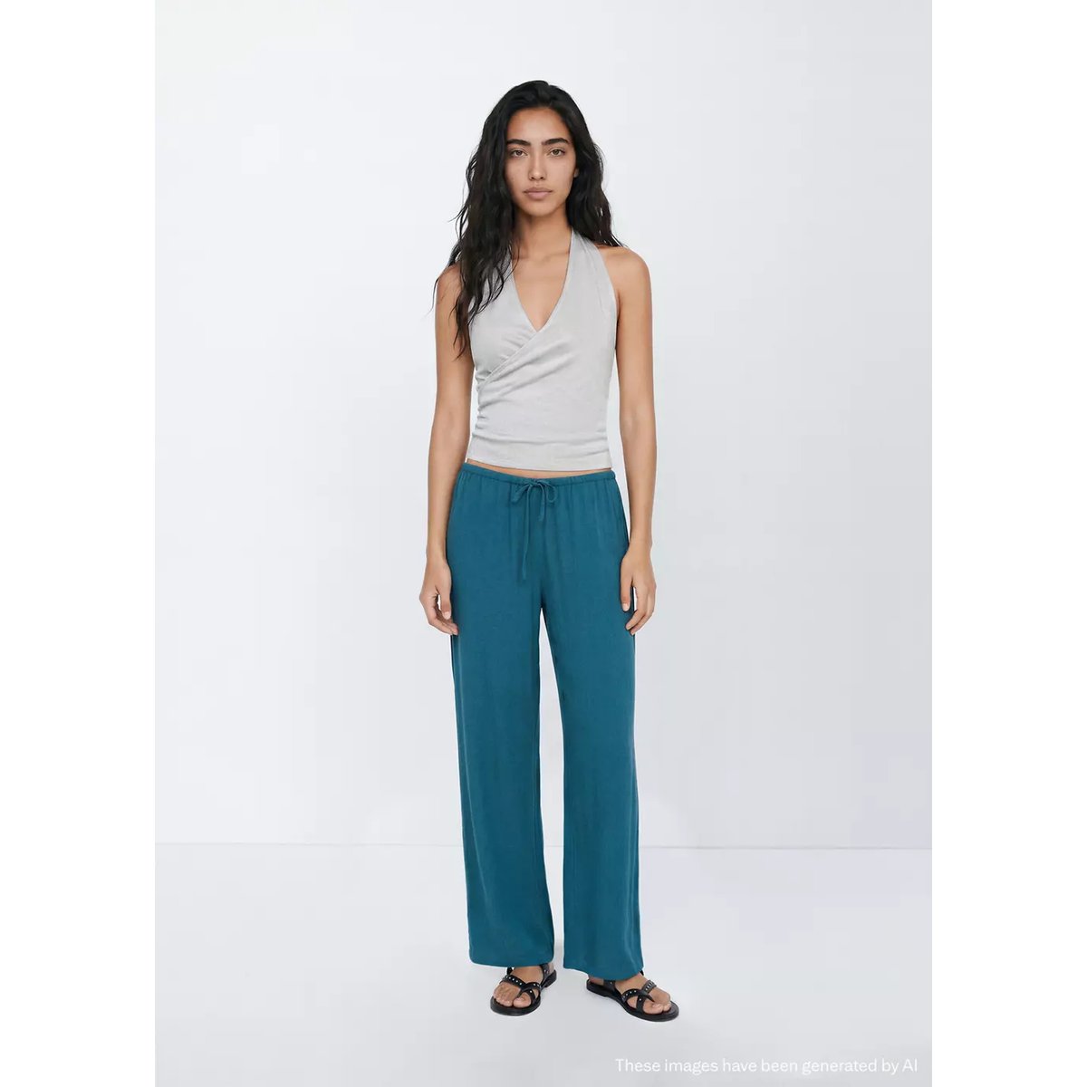 Top halter métallisé argent, MANGO TEEN