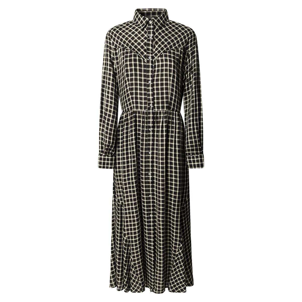 Robe Longue À Carreaux noir, PEPE JEANS