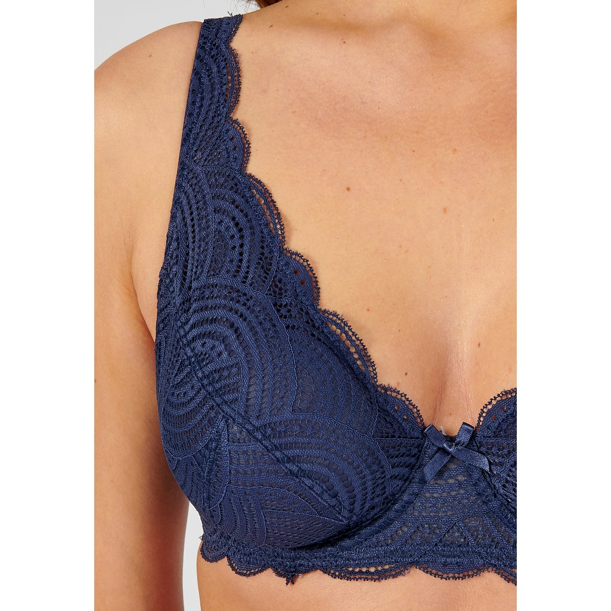 Soutien-gorge à armatures forme foulard bleu marine, DAMART
