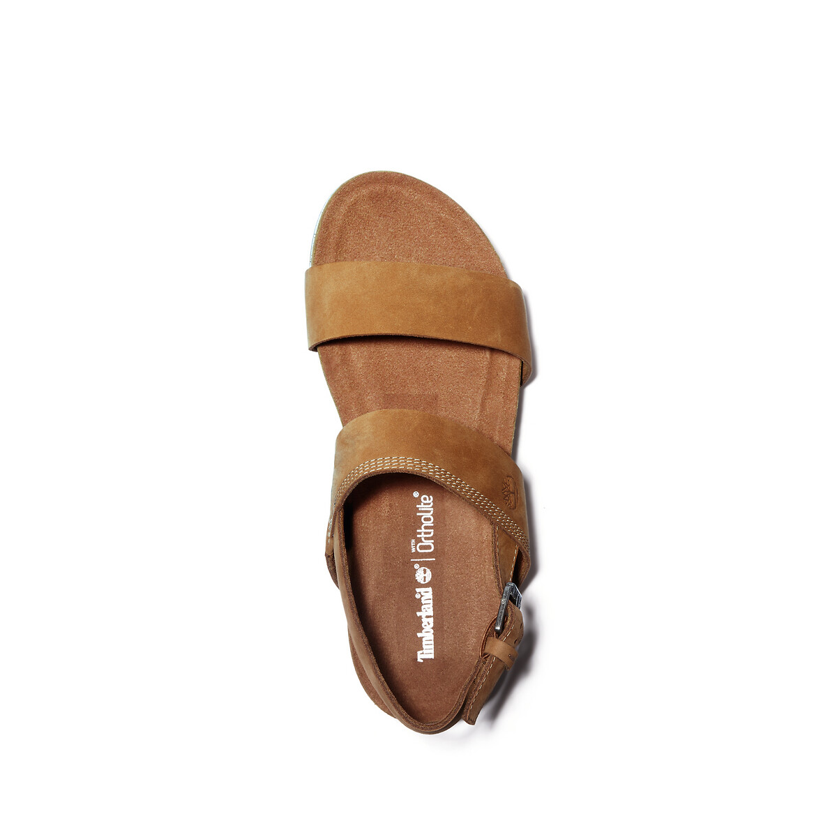 Sandali con zeppa pelle Malibu 2 band marrone, TIMBERLAND