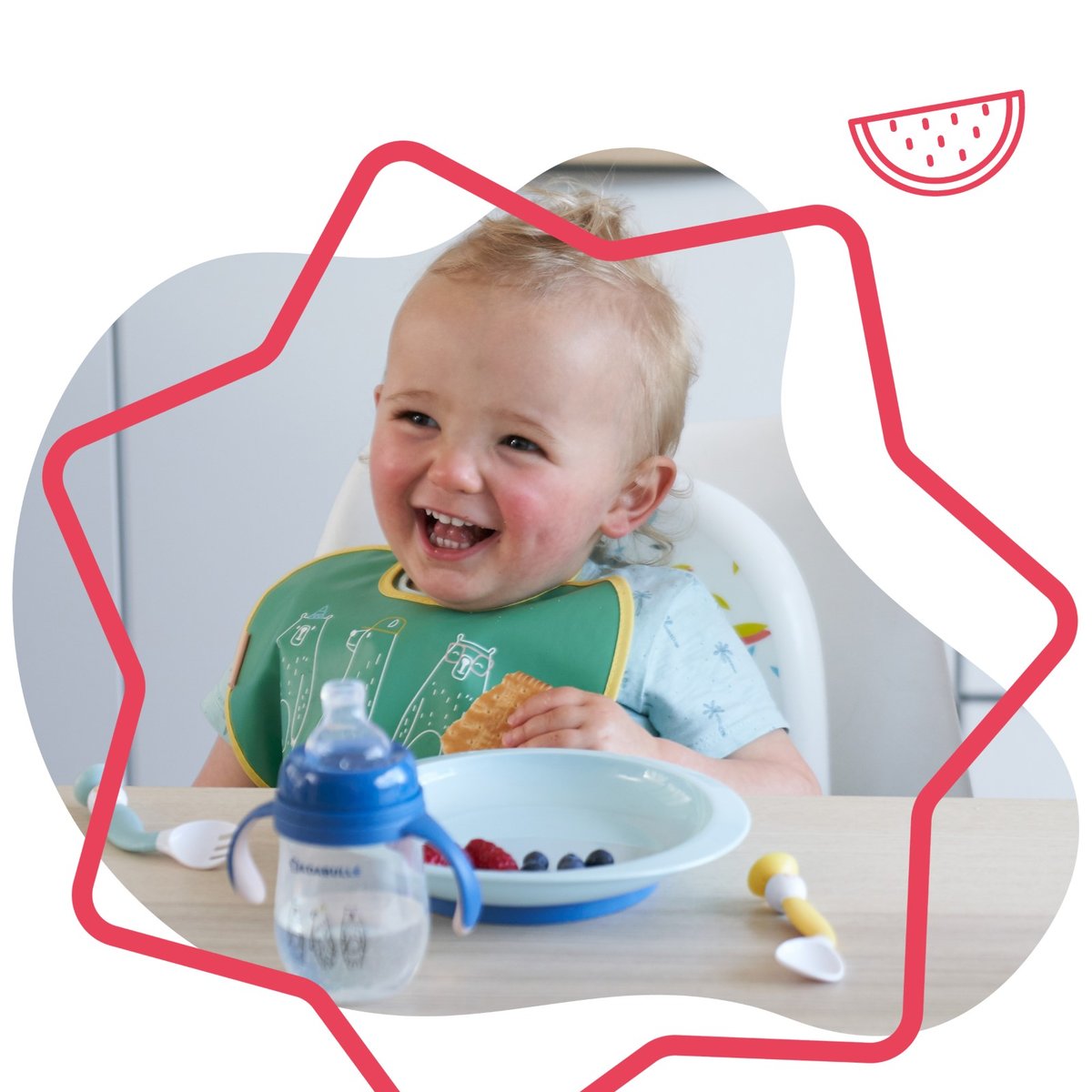 Lot de 3 assiettes bébé antidérapantes multicolore, BADABULLE