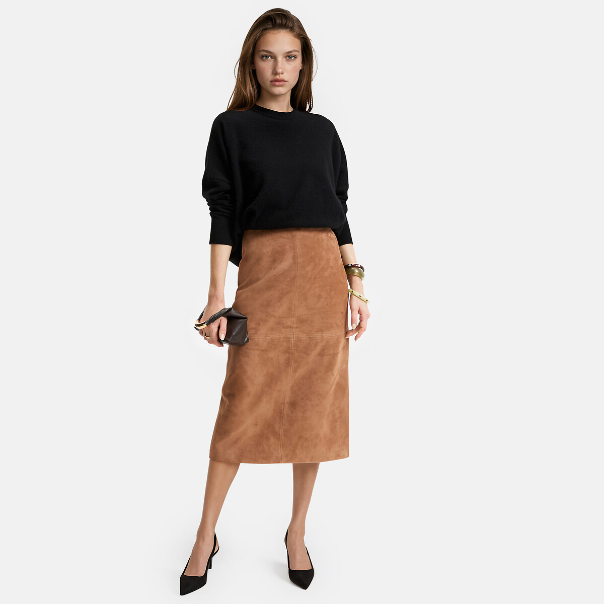 Pull ample en cachemire à col rond noir, LA REDOUTE COLLECTIONS