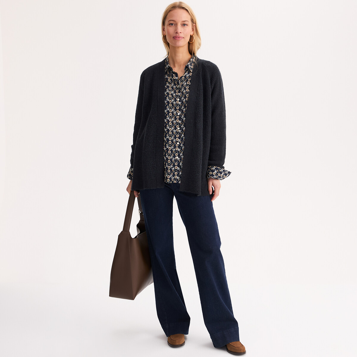 Cardicool en grosse maille bleu marine, ANNE WEYBURN