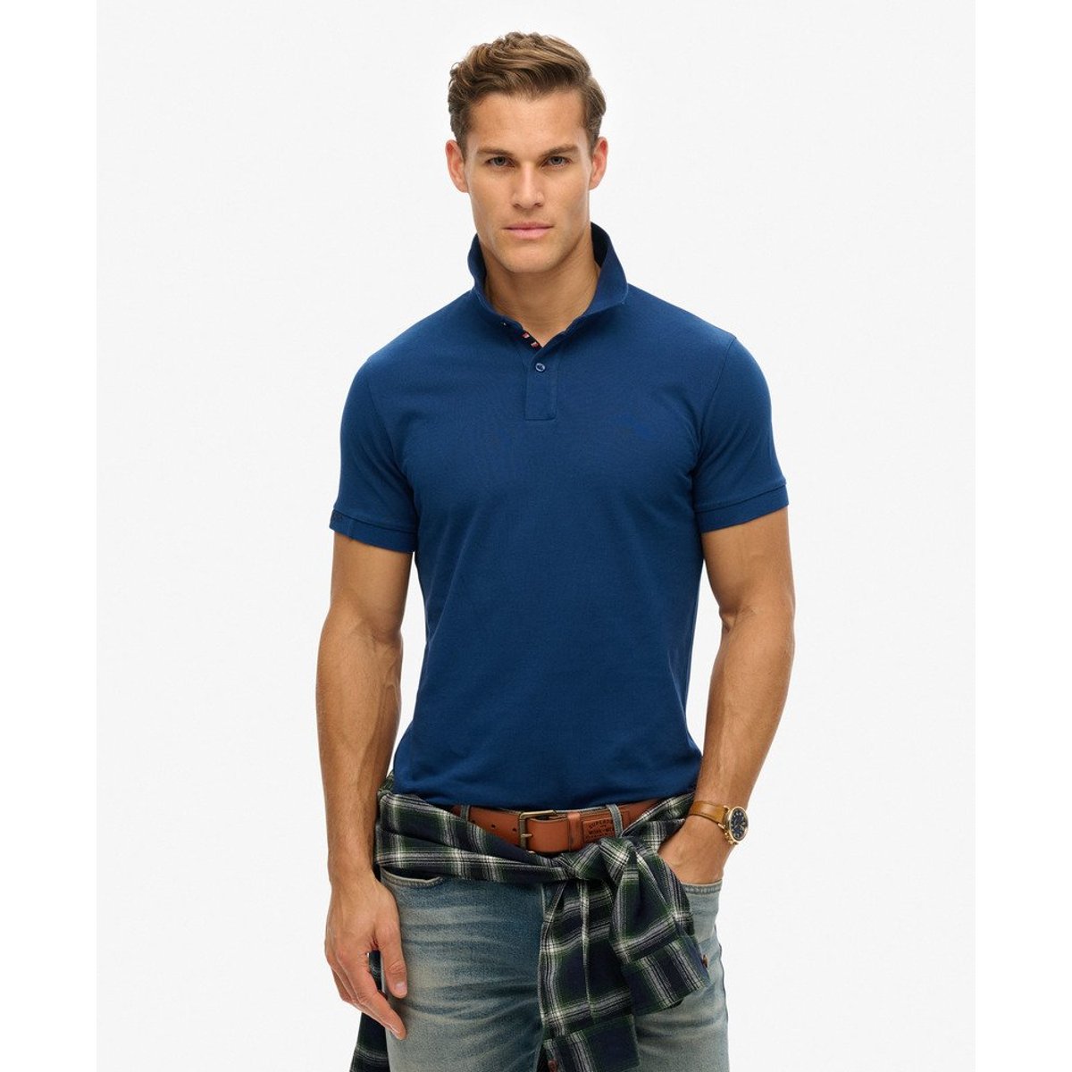 Polo City Pique Coupe Décontractée bleu moyen pilote, SUPERDRY