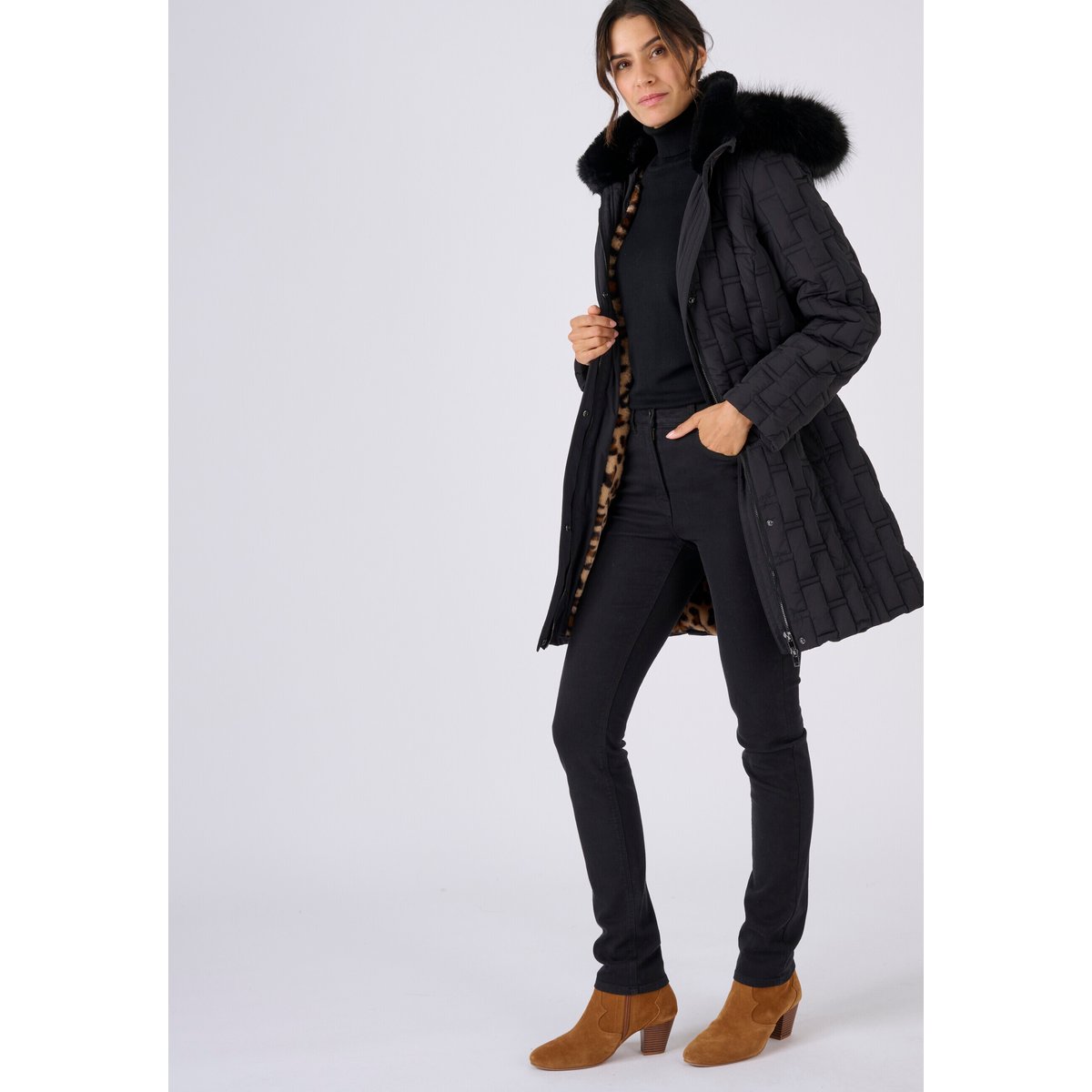 Parka matelassée fantaisie noir, DAMART