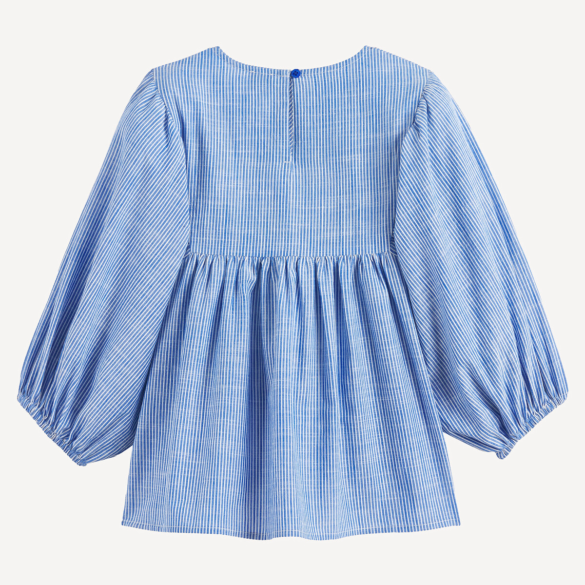 Blouse rayée, col rond, manches longues bouffantes rayé bleu/blanc, LA REDOUTE COLLECTIONS