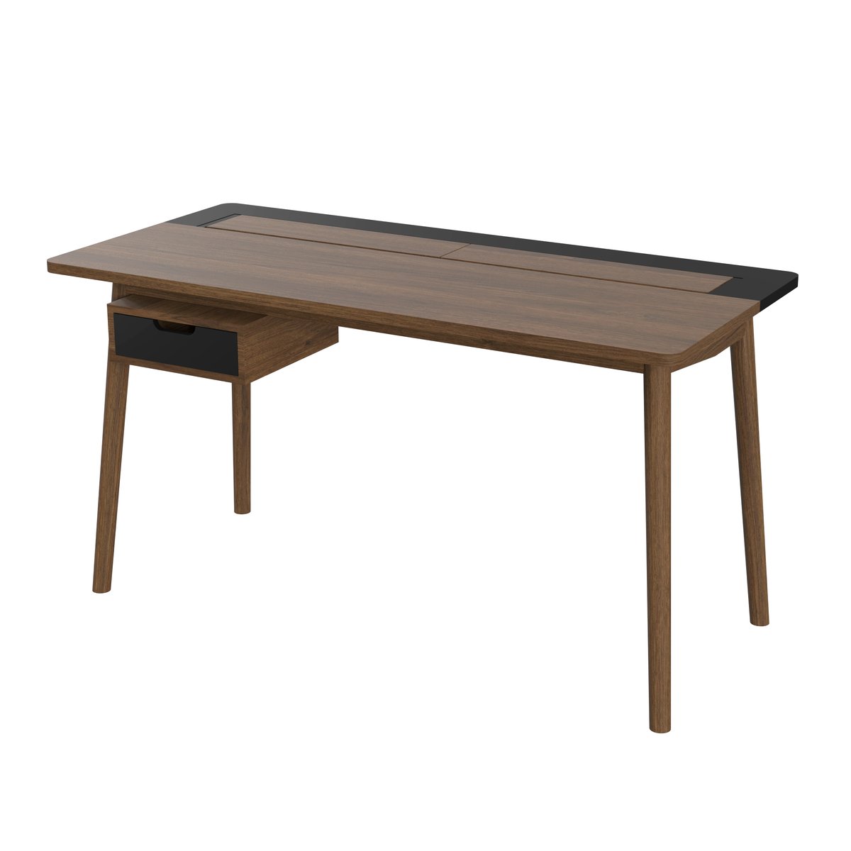 Bureau en chêne teinté avec tiroir et pupitre, HONORÉ noir, HARTO