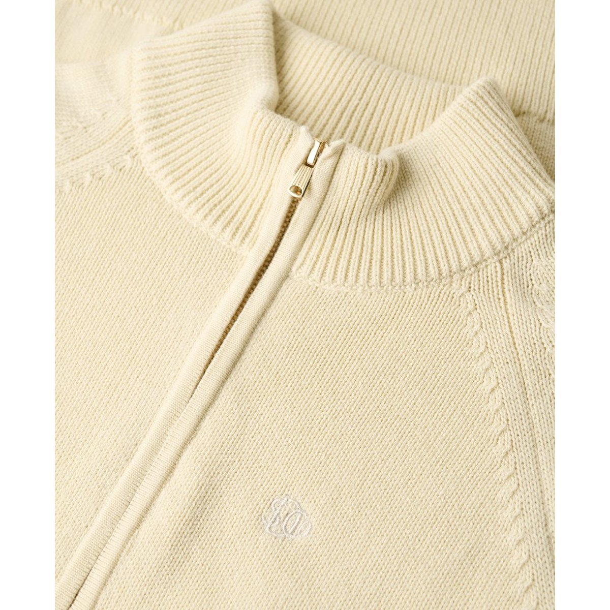 Pull Classic Cotton Knit Half Zip Coupe Décontractée écru, SUPERDRY