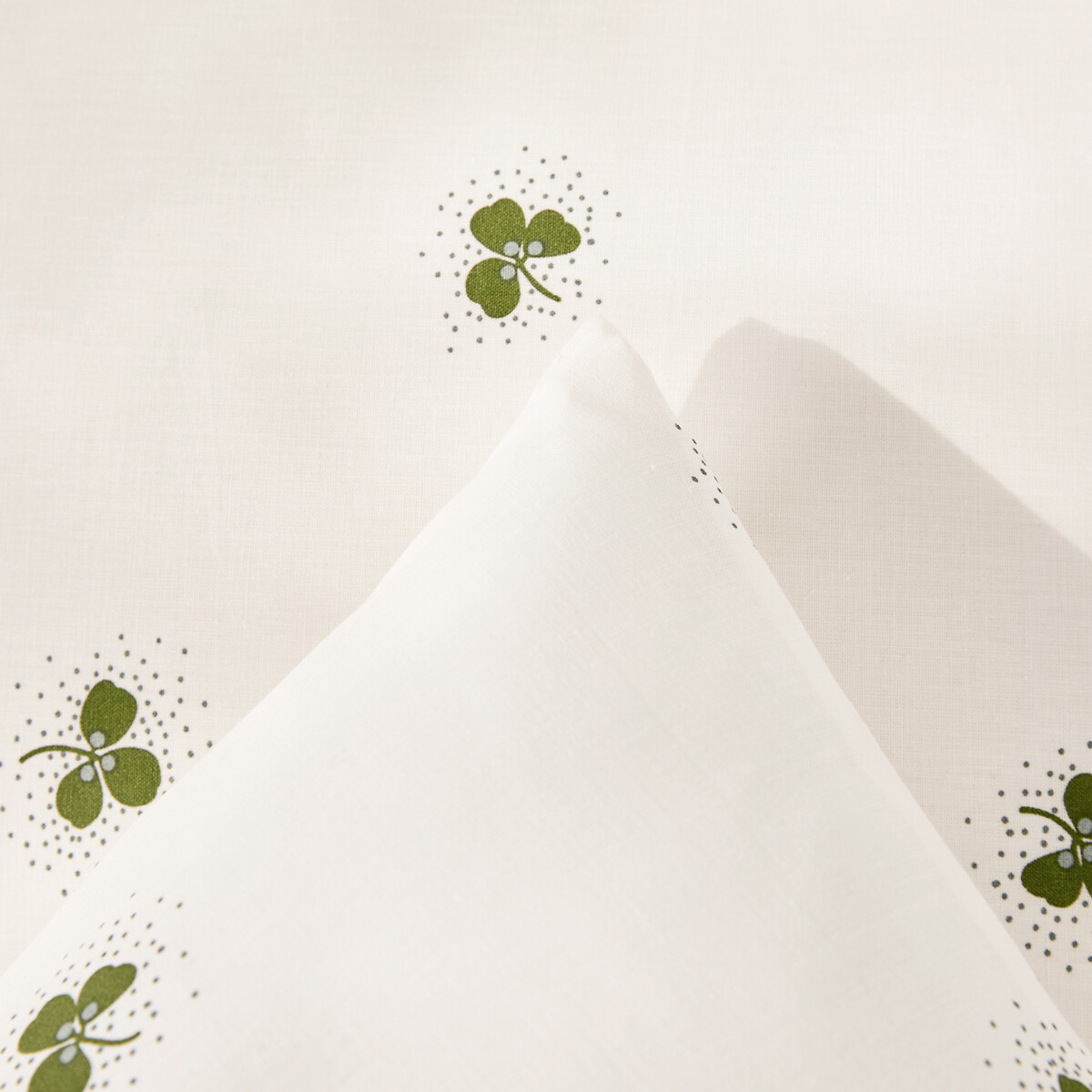 Parure di biancheria da letto in cotone riciclato 30%, federa rettangolare, stampa trifoglio, LUCKY fantasia, LA REDOUTE INTERIEURS
