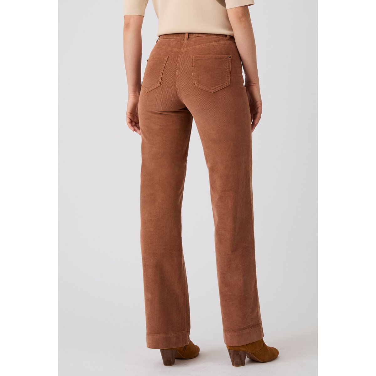 Pantalon large velours Perfect Fit marron, DAMART