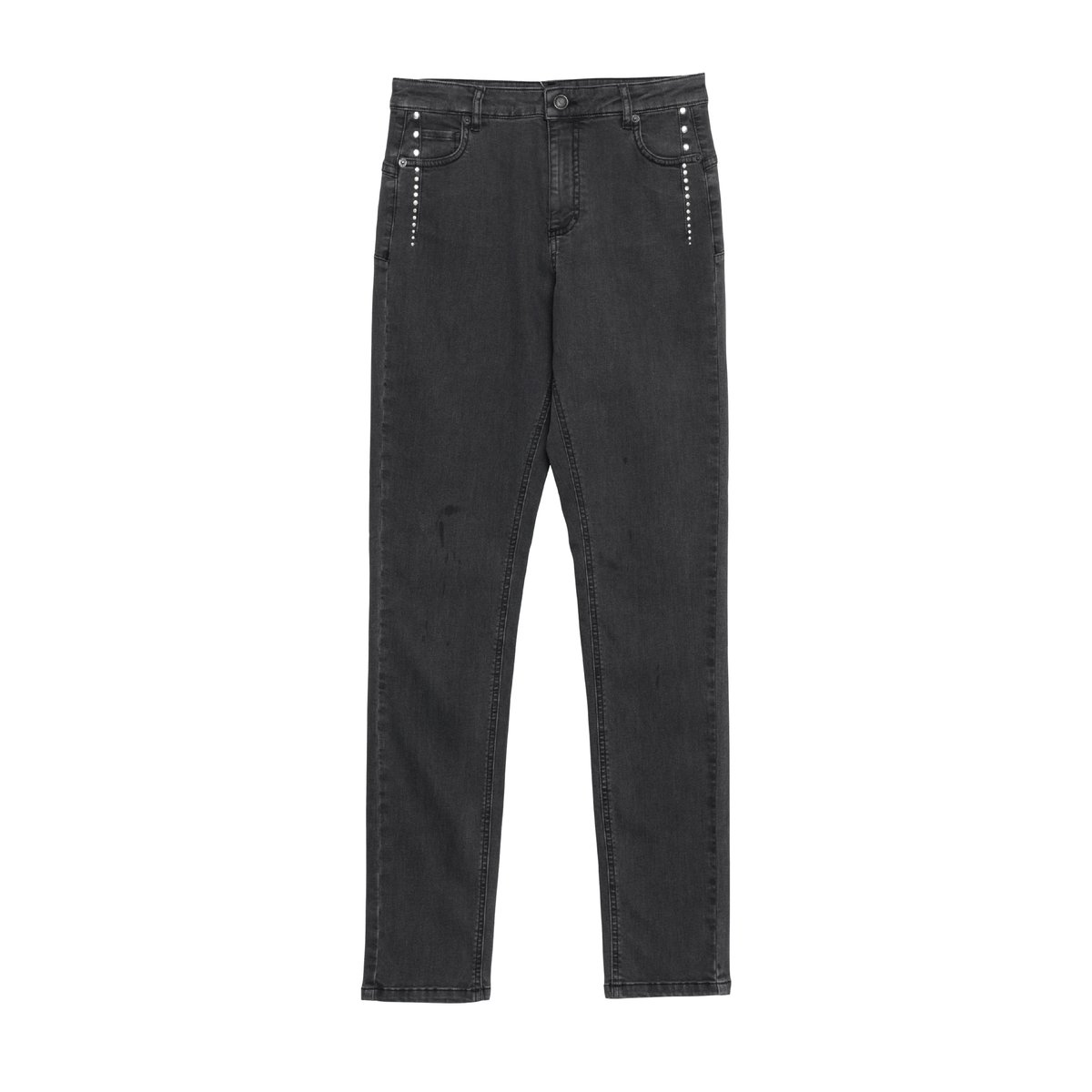 Jean slim taille haute clous NINA anthracite, IKKS