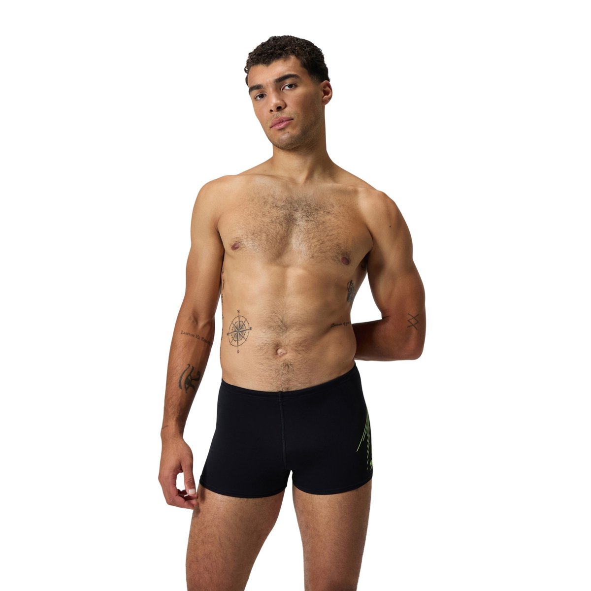 Short de bain motif/style logo HYPERBOOM PLACEMENT noir / jaune, SPEEDO