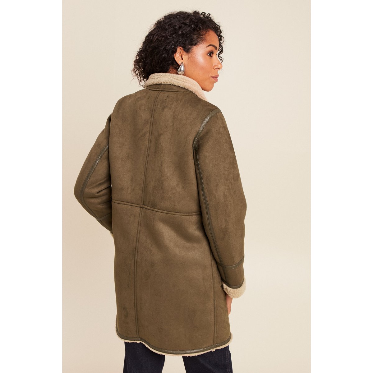 Manteau cintré mi-long vert kaki, BREAL