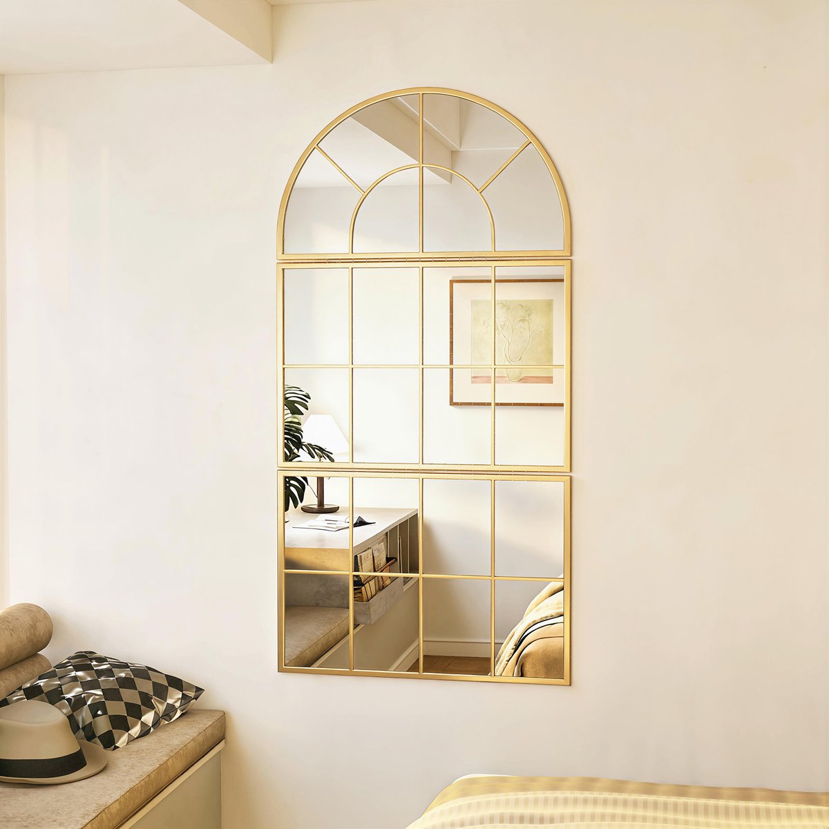 Miroir mural Verre jaune, HOMCOM