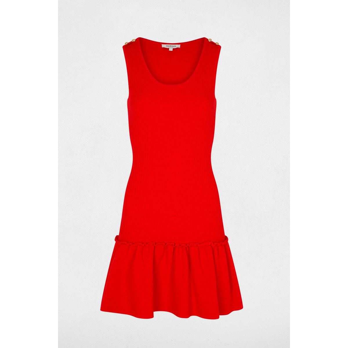 Robe tricot cintrée rouge vif, MORGAN
