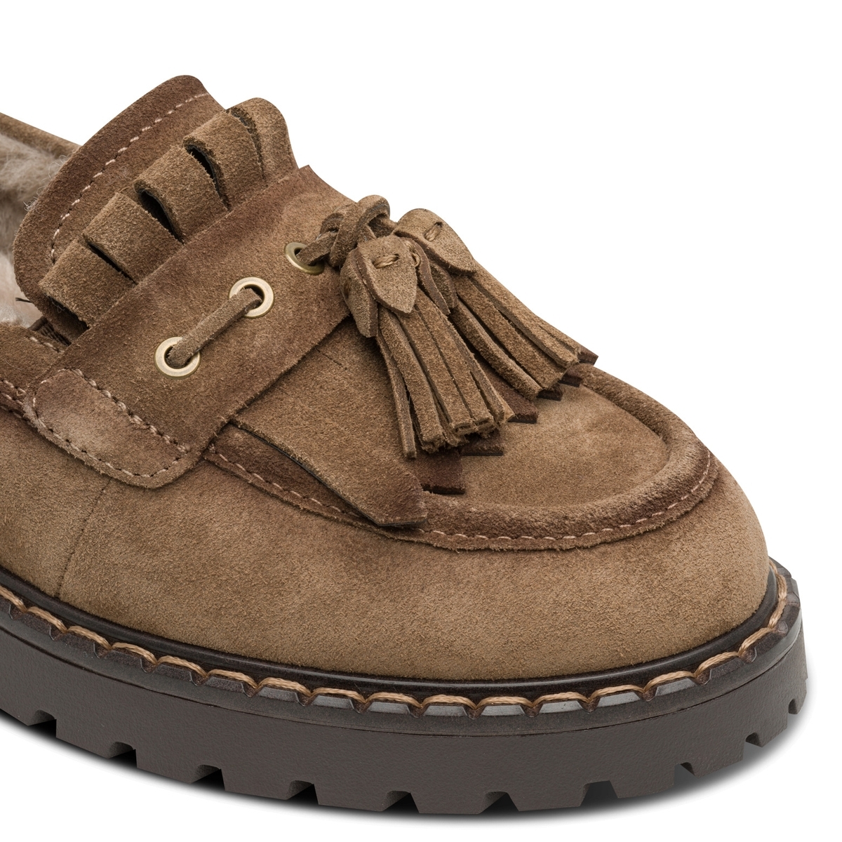 Slipper en cuir marron camel, TAMARIS