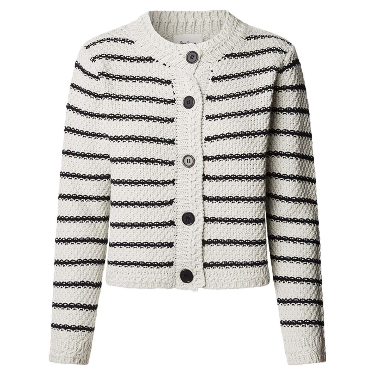 Cardigan À Rayures À Col V blanc d'huître, PEPE JEANS